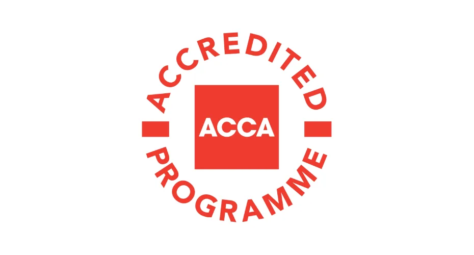 Acca logo on a white background, representing the association of chartered certified accountants accredited program.