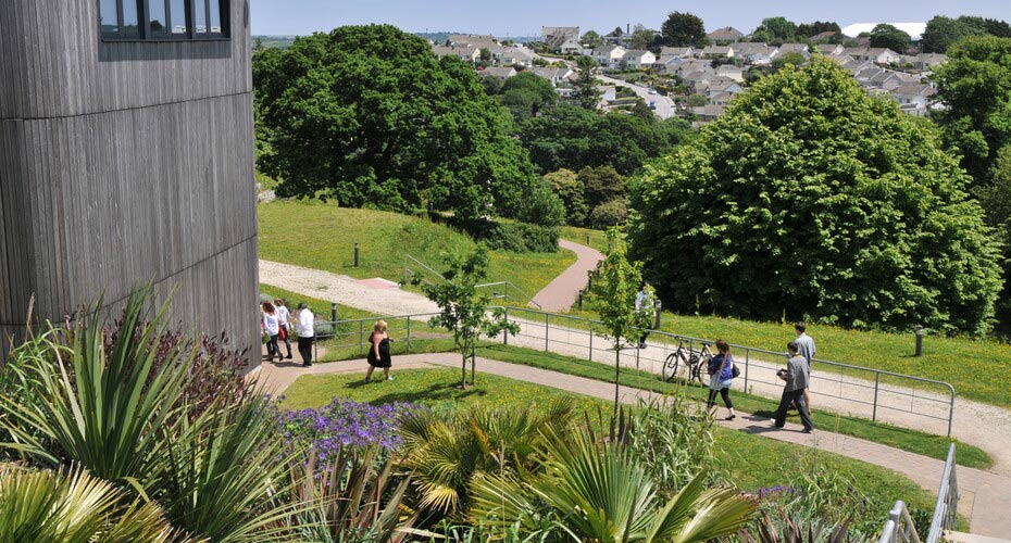 People walking on the Penryn Campus