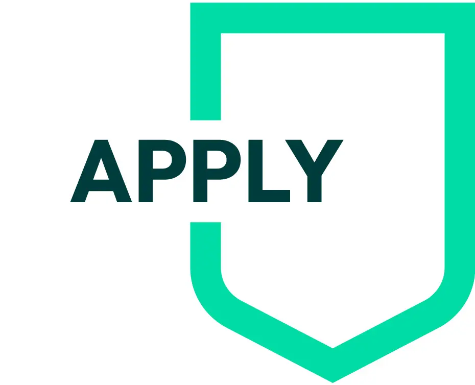 Green shield outline with 'Apply' wiritten in it.