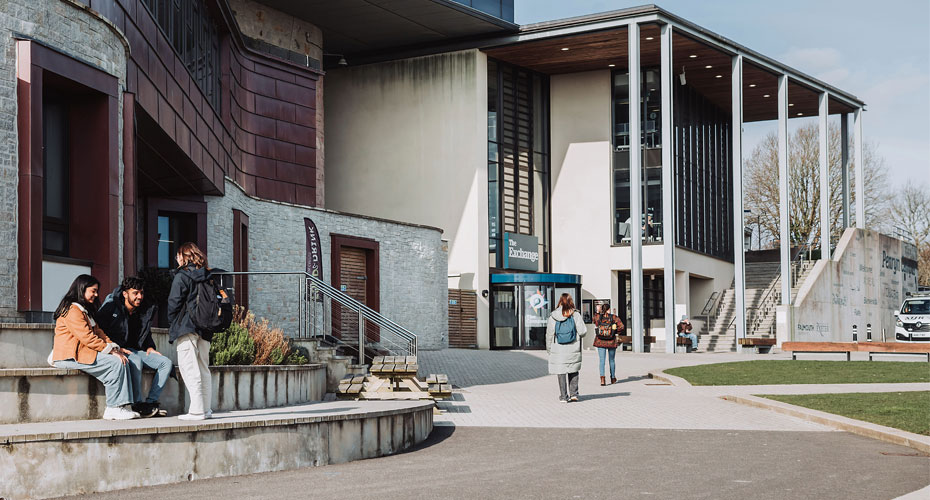 Students outside on Penryn Campus