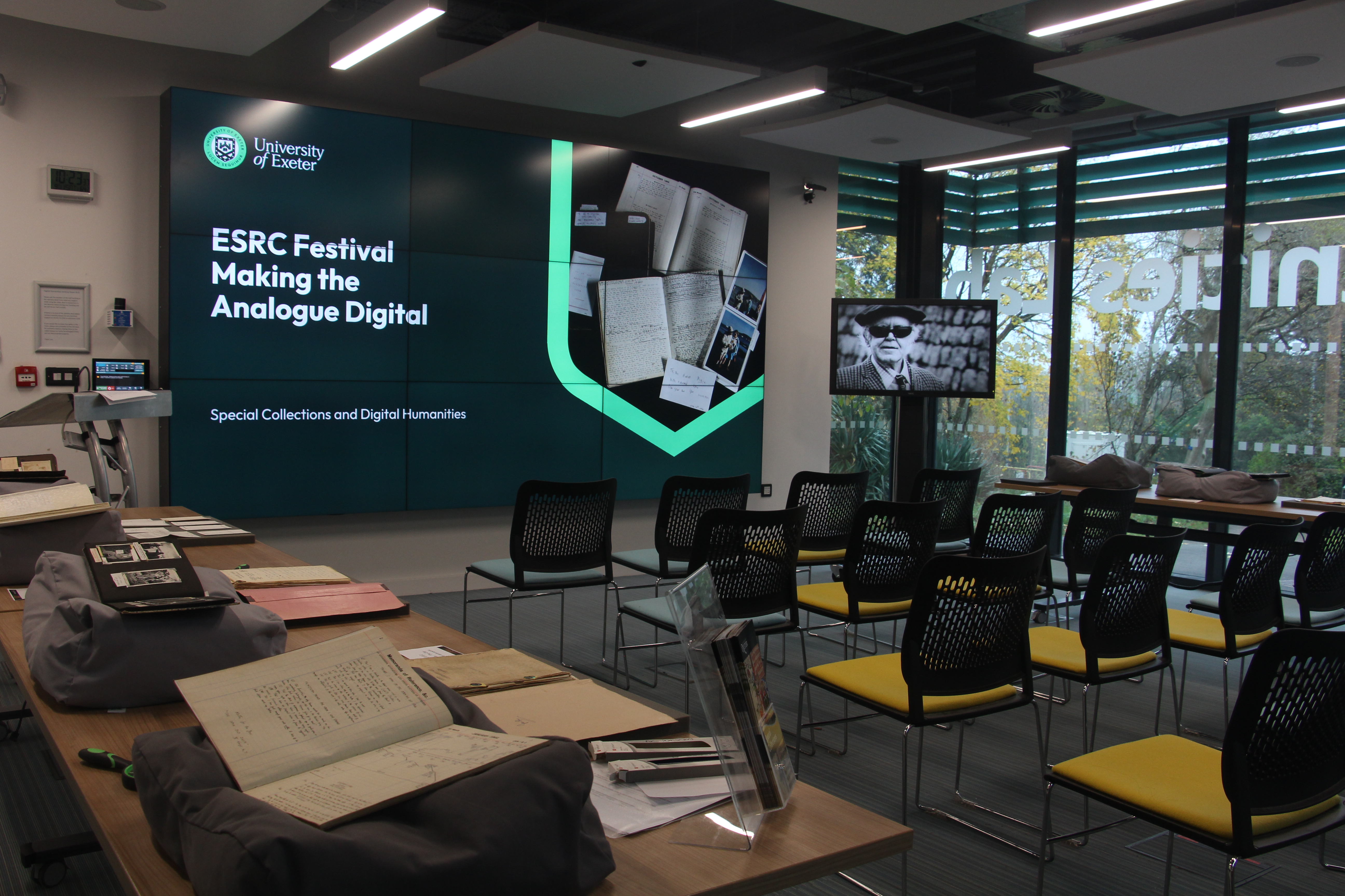 DH lab set up for ESRC Festival Clemo event